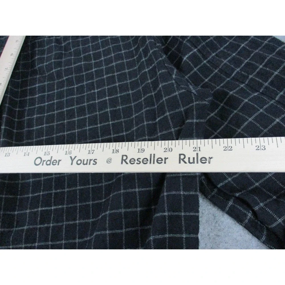 COS Shirt Mens Medium Black Check Flannel Button Up Band Collared Long Sleeve
